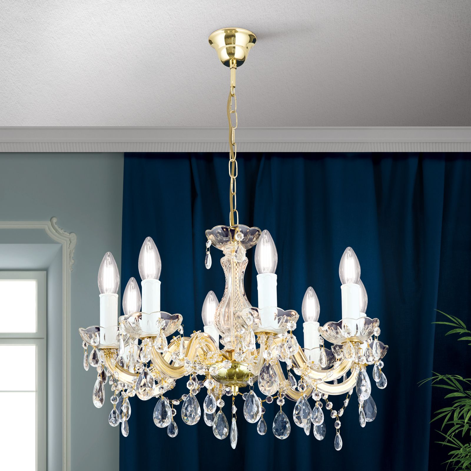 Chandelier MARIE CLAIRE, 8-flames, gold