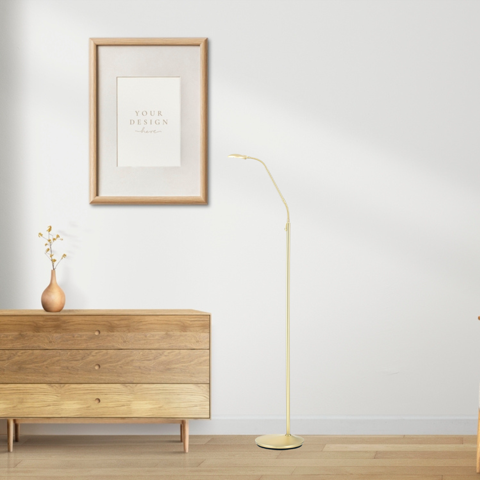 LED floor lamp COBRA, brass matt