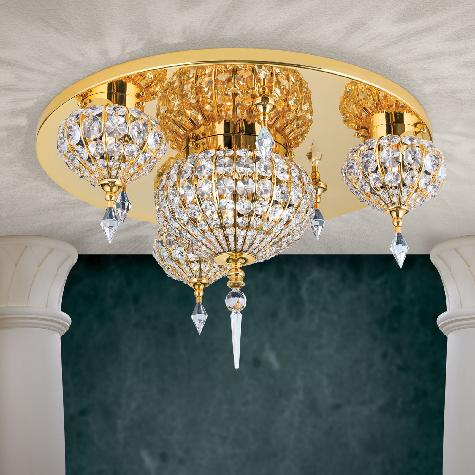 Ceiling light ORIENTAL, gold, 62cm