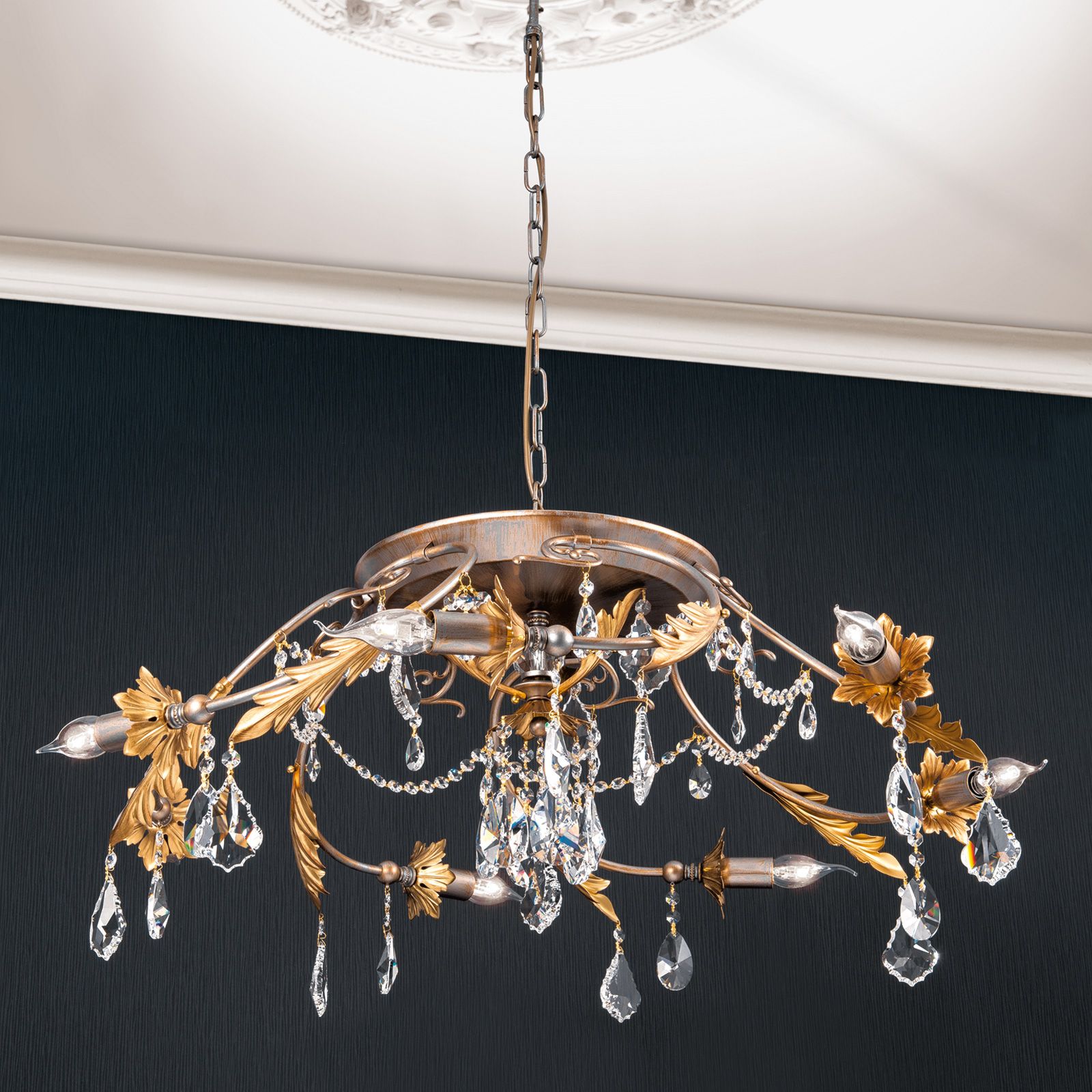 Pendant lamp MIRAMARE, 7-flames, silver gold