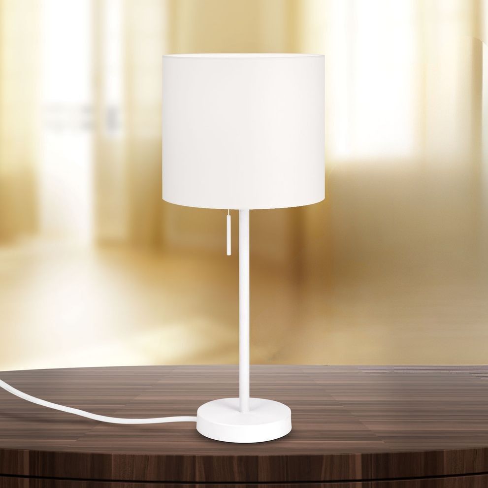 SHADE Table Lamp, small, white finish, with cylindric, white lampshade