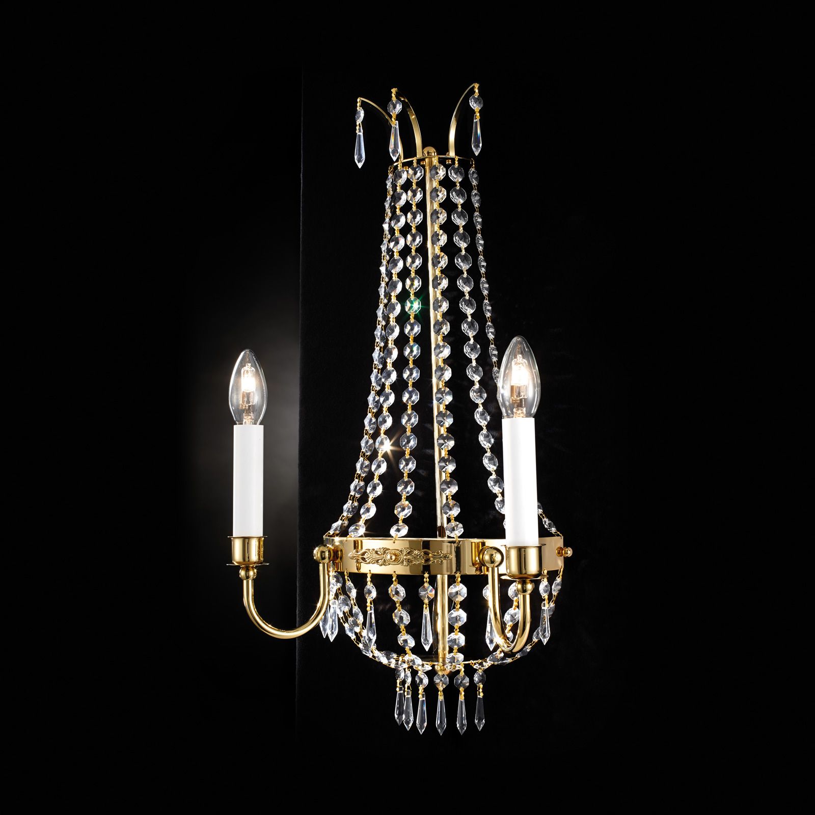 Wall Light EMPIRE CRYSTAL with 2 lampholders, 24K gold plated