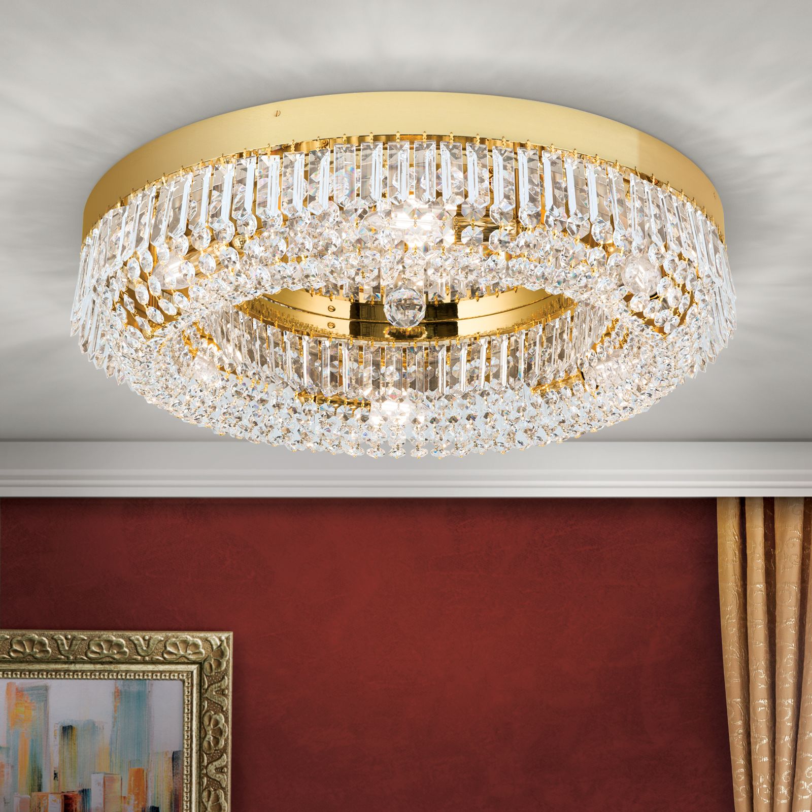 Deckenluster SATURN, Gold, 60cm