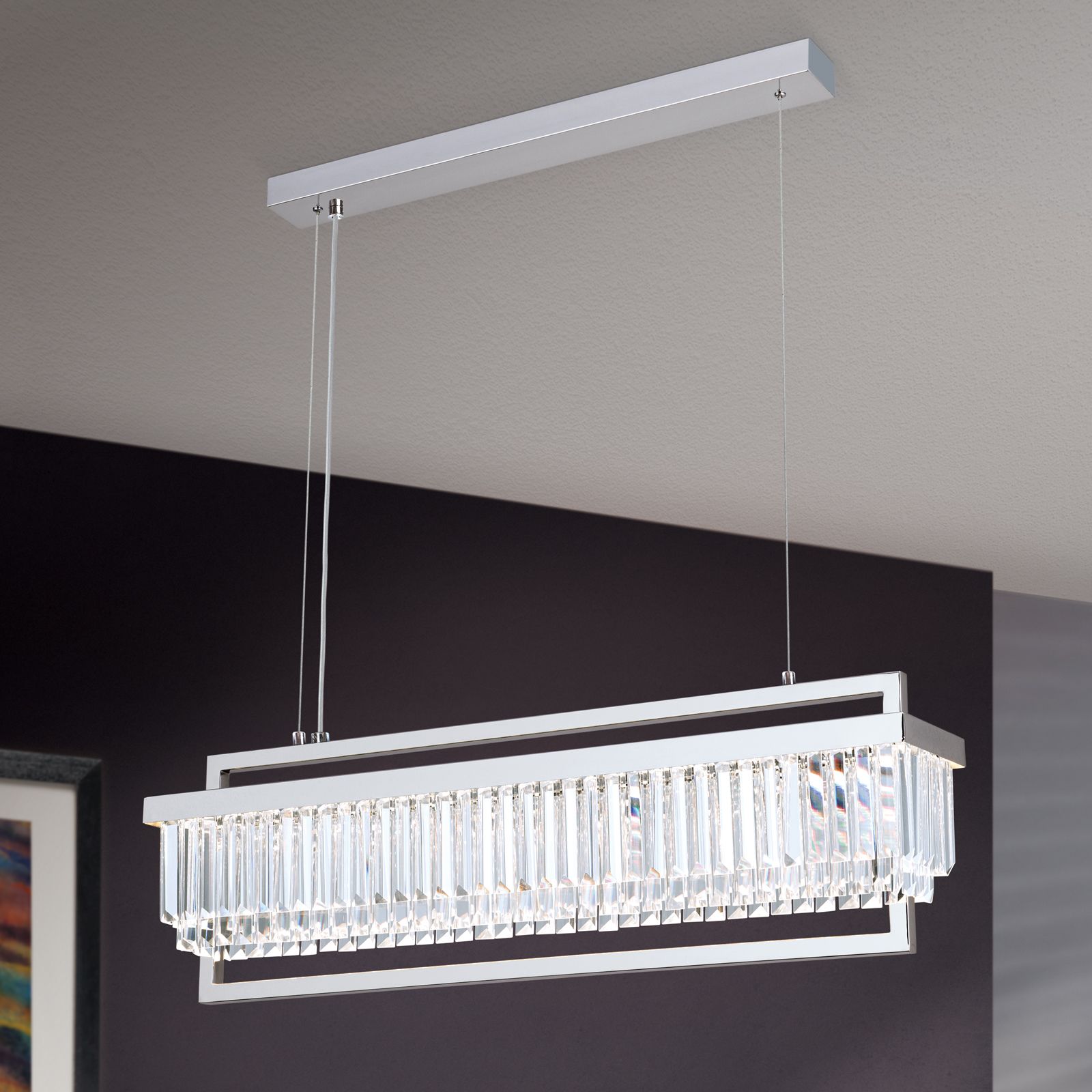 LED Hängeleuchte PRISM, länglich, chrom