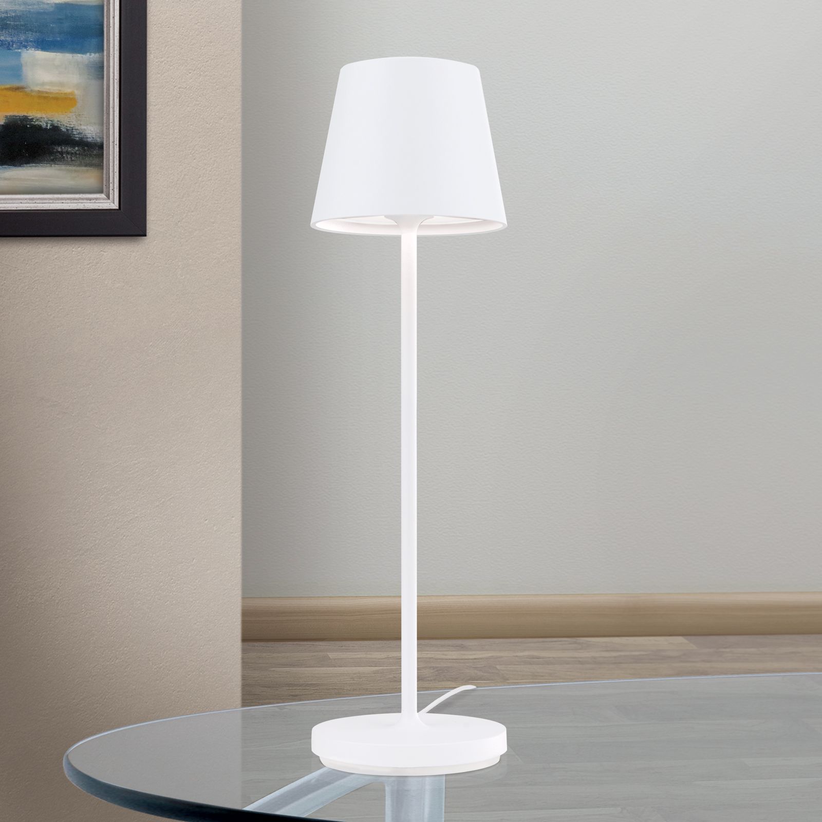 LED battery table lamp CHANDELLE, white