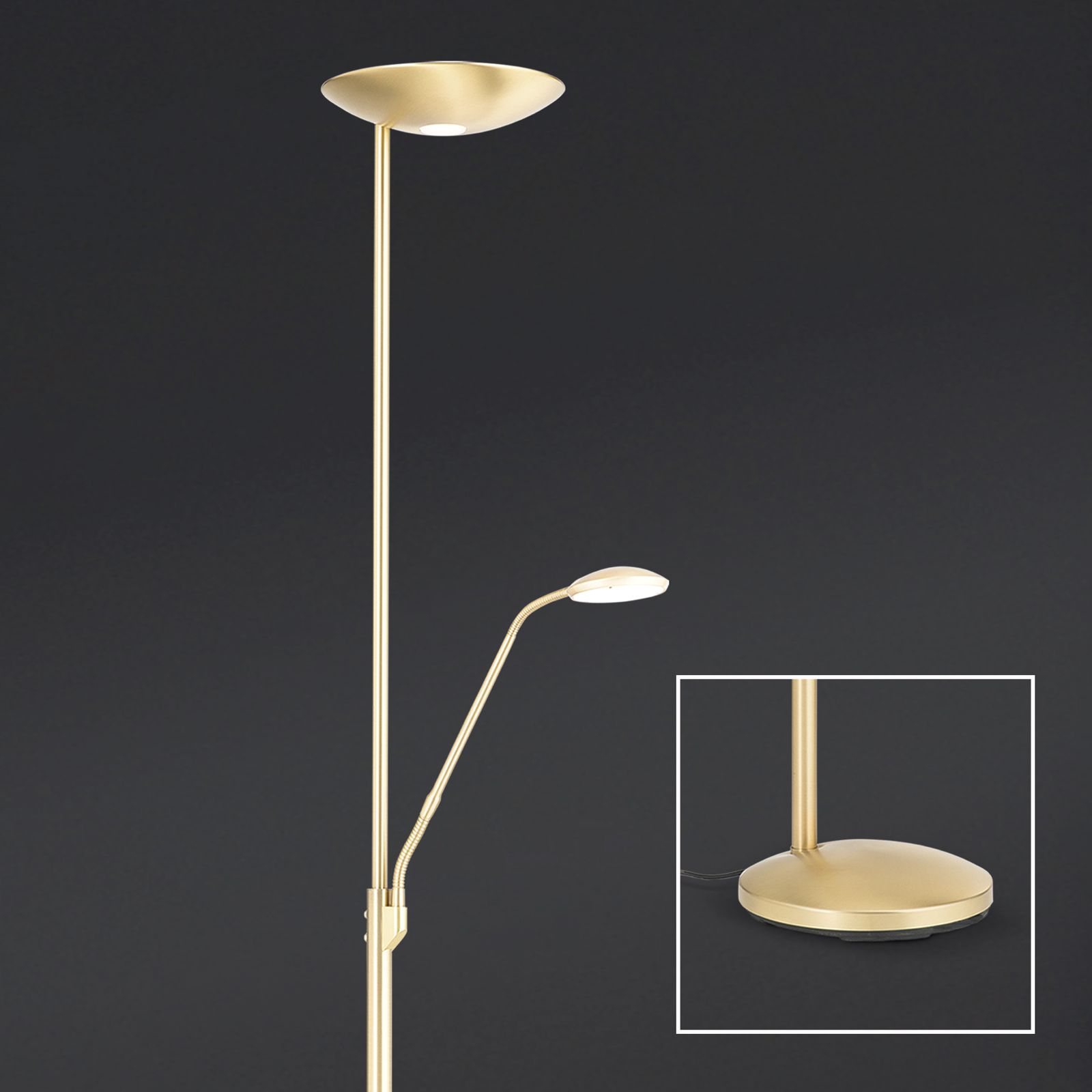 LED floor lamp with ceiling floodlight COBRA, brass