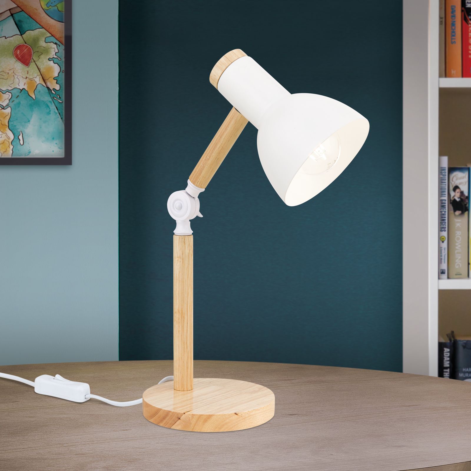 Table lamp ANIKA, wood-white