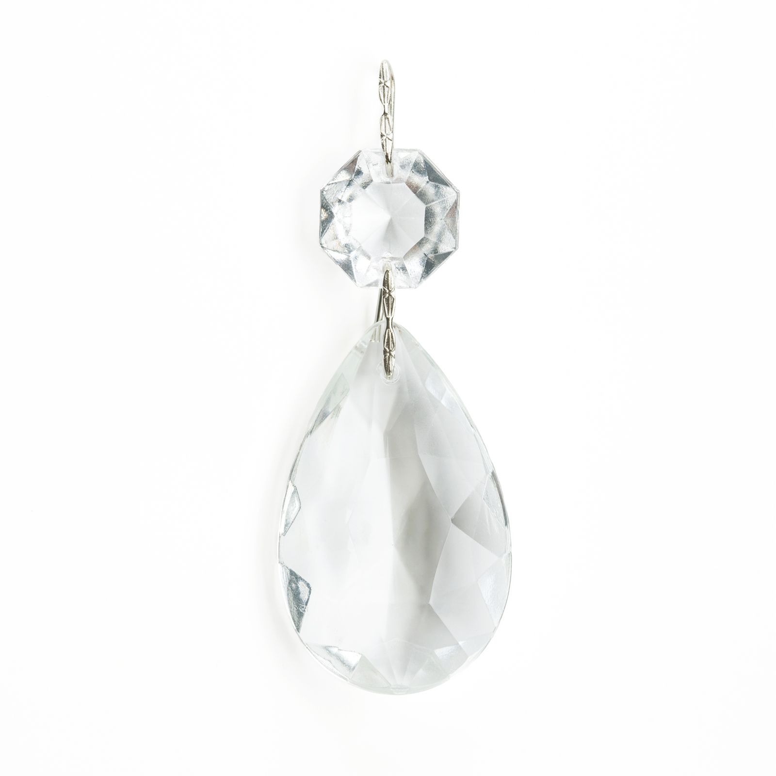 Chandelier crystal, 1 octagon and 1 almond, transparent