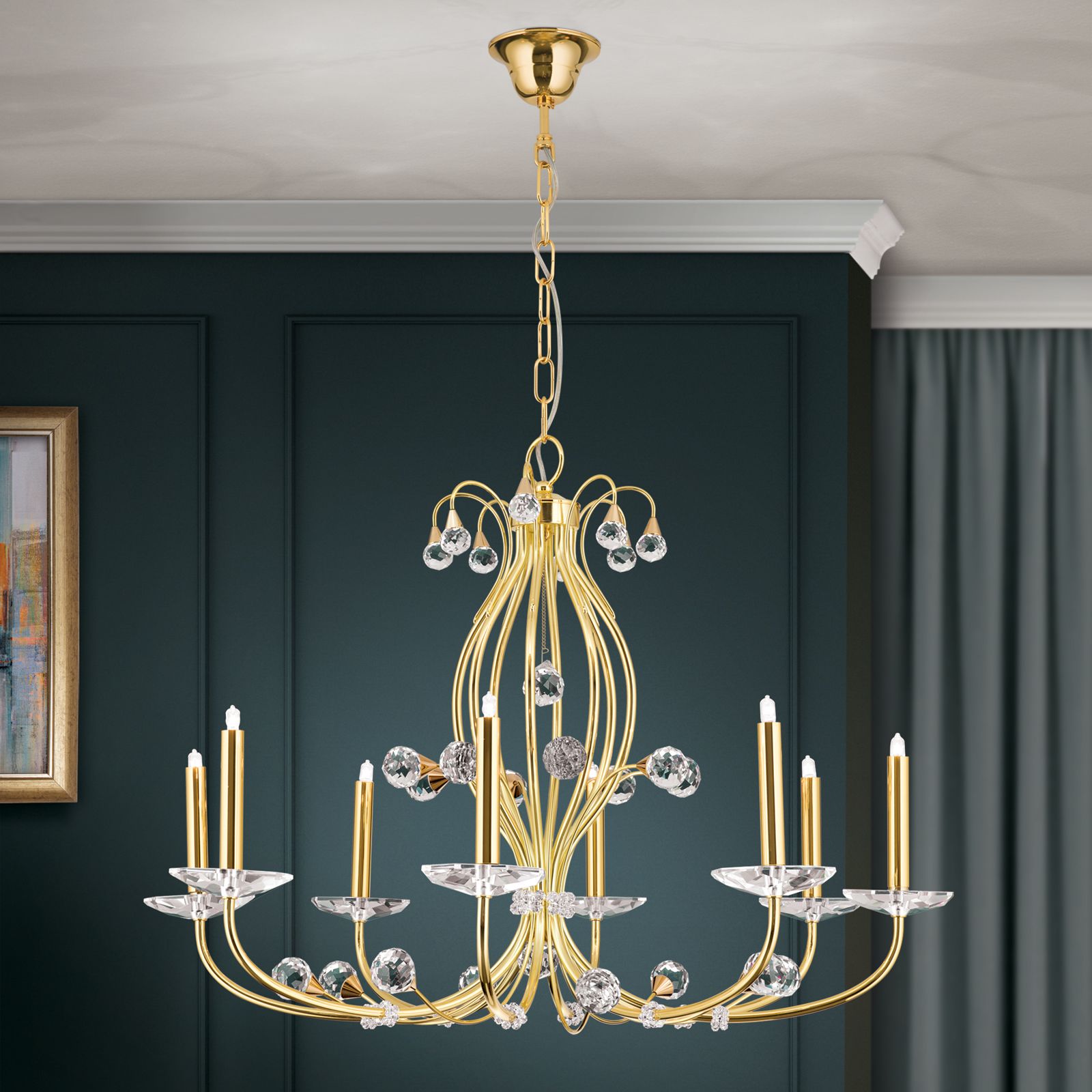 Chandelier EREMITAGE, 8 lamps, 24K gold plated