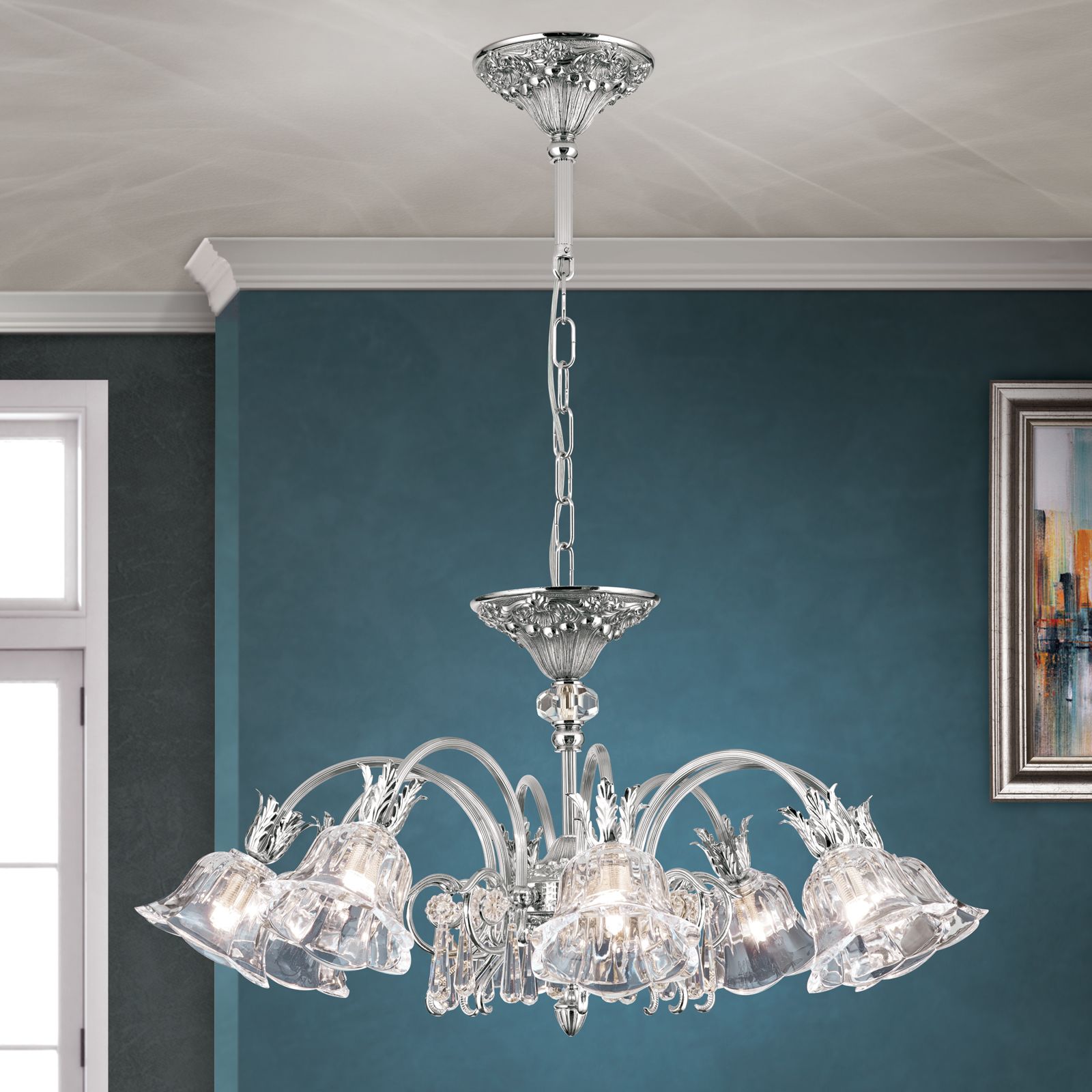 Luster LA BOHEME, 8-flammig, Altsilber
