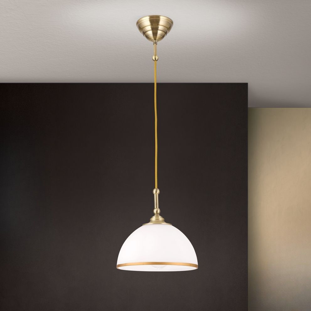 Pendant lamp OLD LAMP with textile cable, single lamp, patina