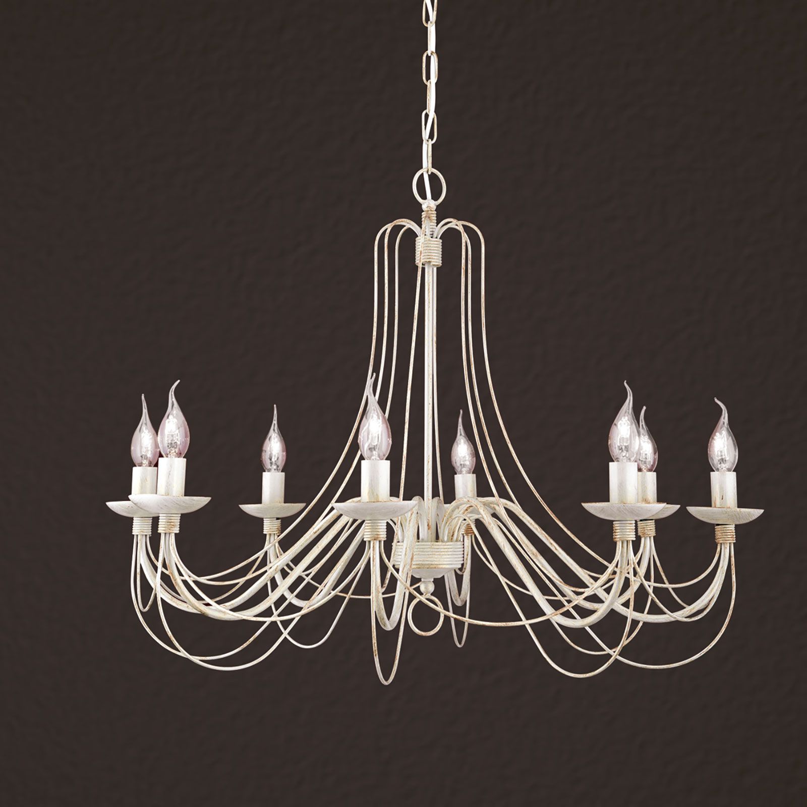 Luster VELA, 8-flammig, Elfenbein gold