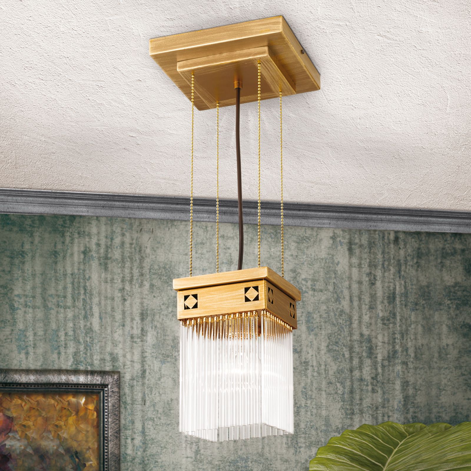 Pendant lamp ART QUATRO, 1-flame, antique bronze