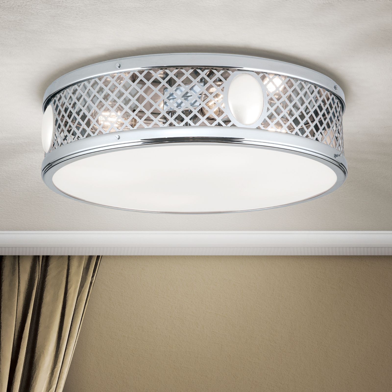 Flush Ceiling Light ALT WIEN, nickel finish, 53cm