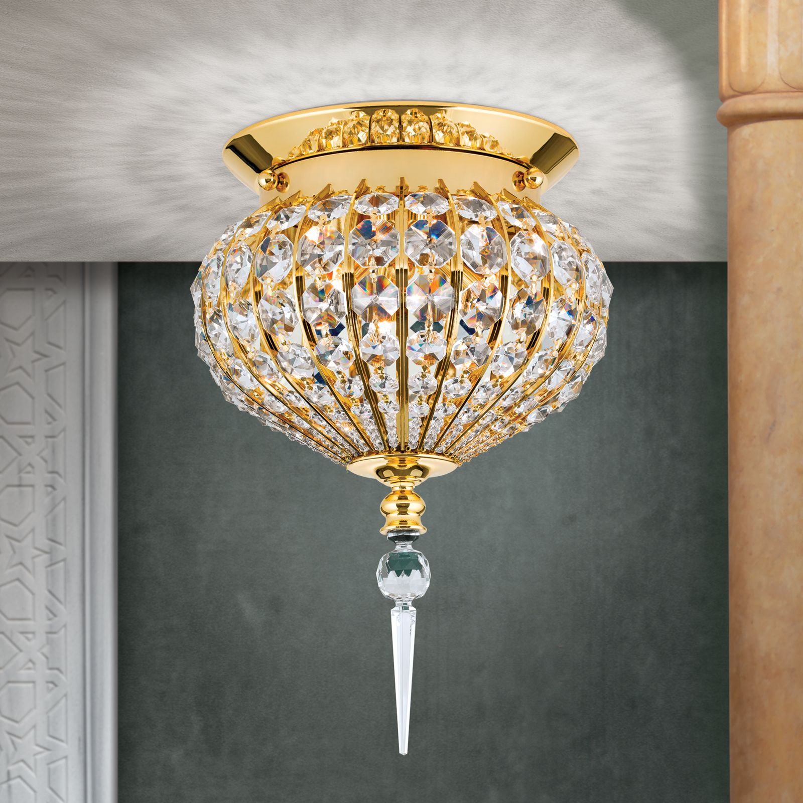 Ceiling light ORIENTAL, gold, 24cm