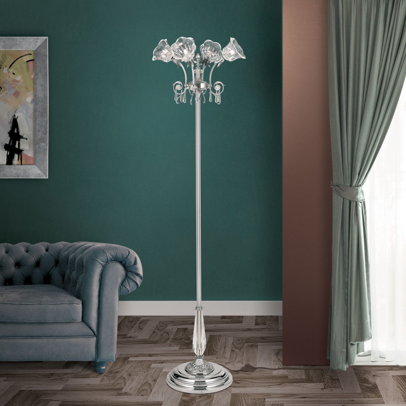 Stehlampe LA BOHEME, Altsilber