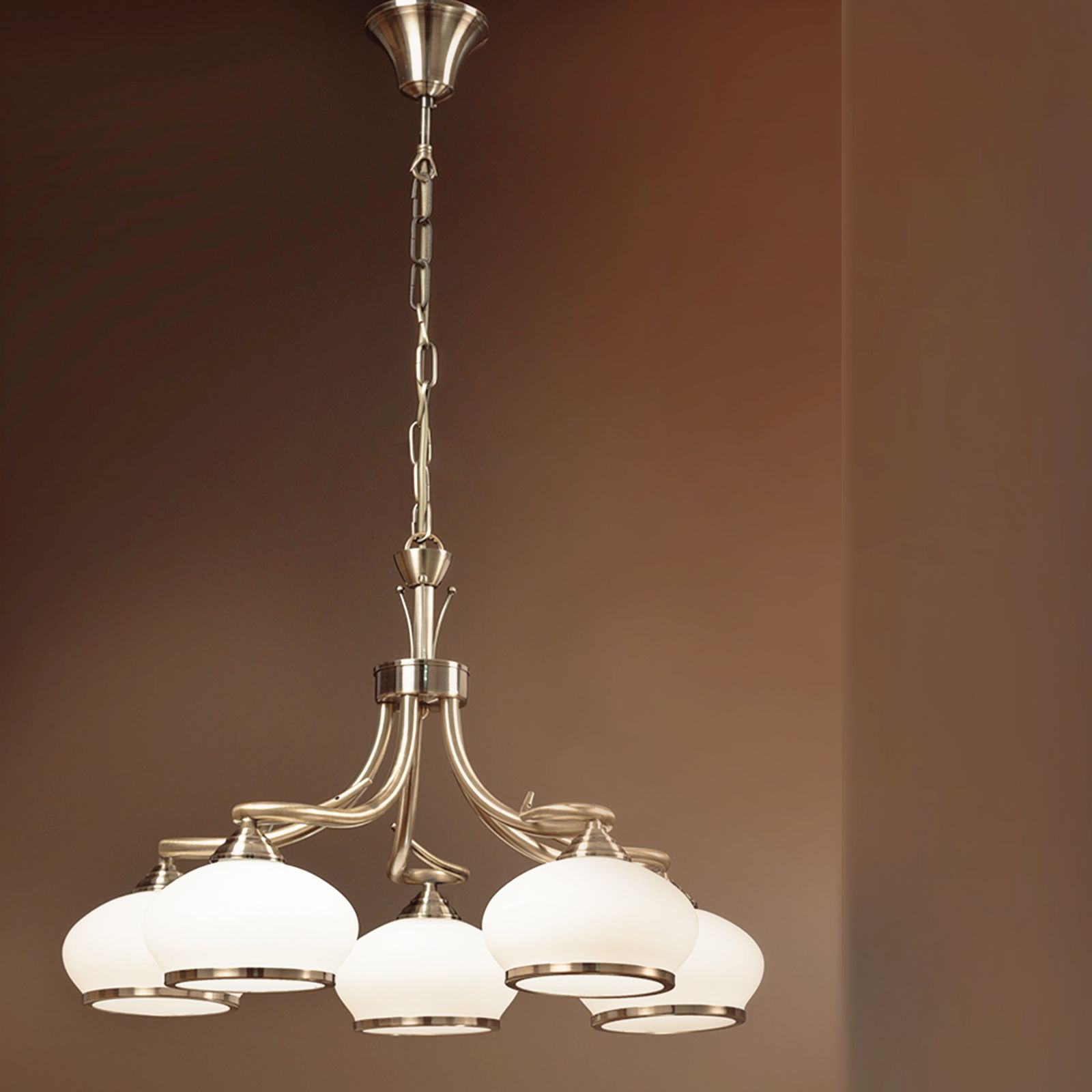 Chandelier VEGO, 5-flames, patina