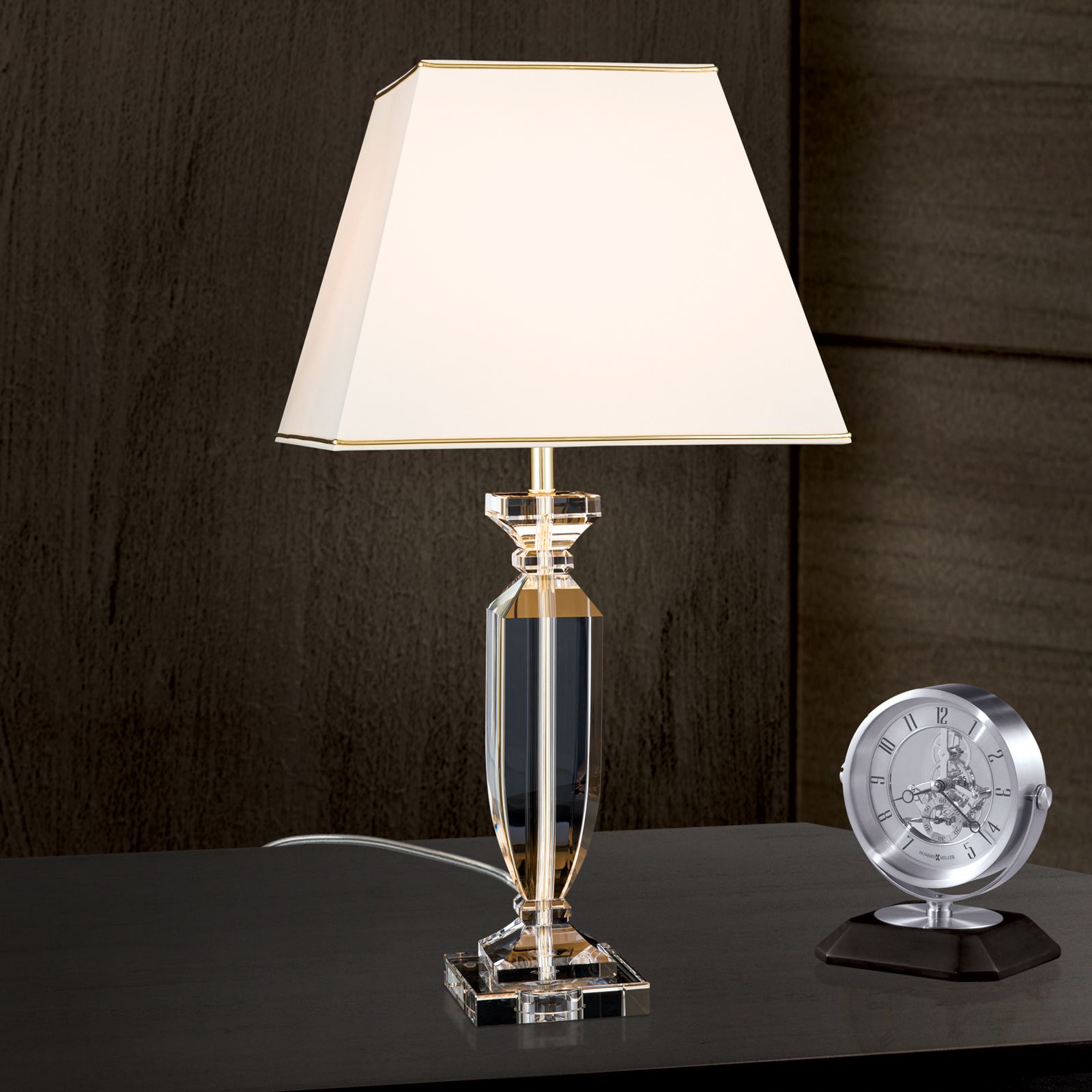 Table lamp POKAL, with cream colored shade, gold