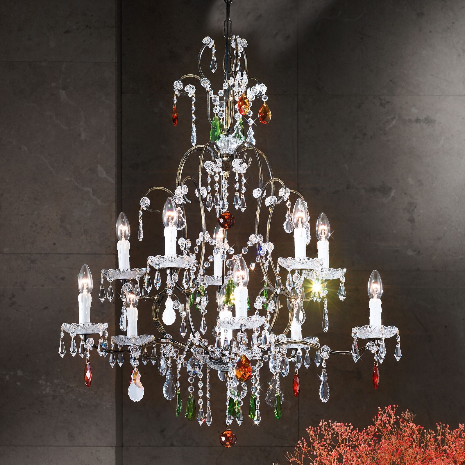 Chandelier VERONA, 11-flames, antique gold