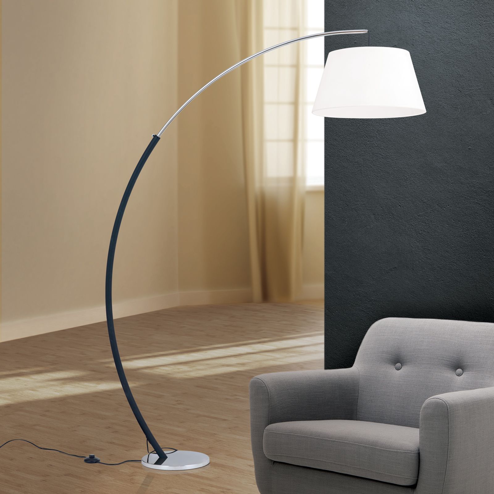 Floor lamp PHILIPP, chrome-black