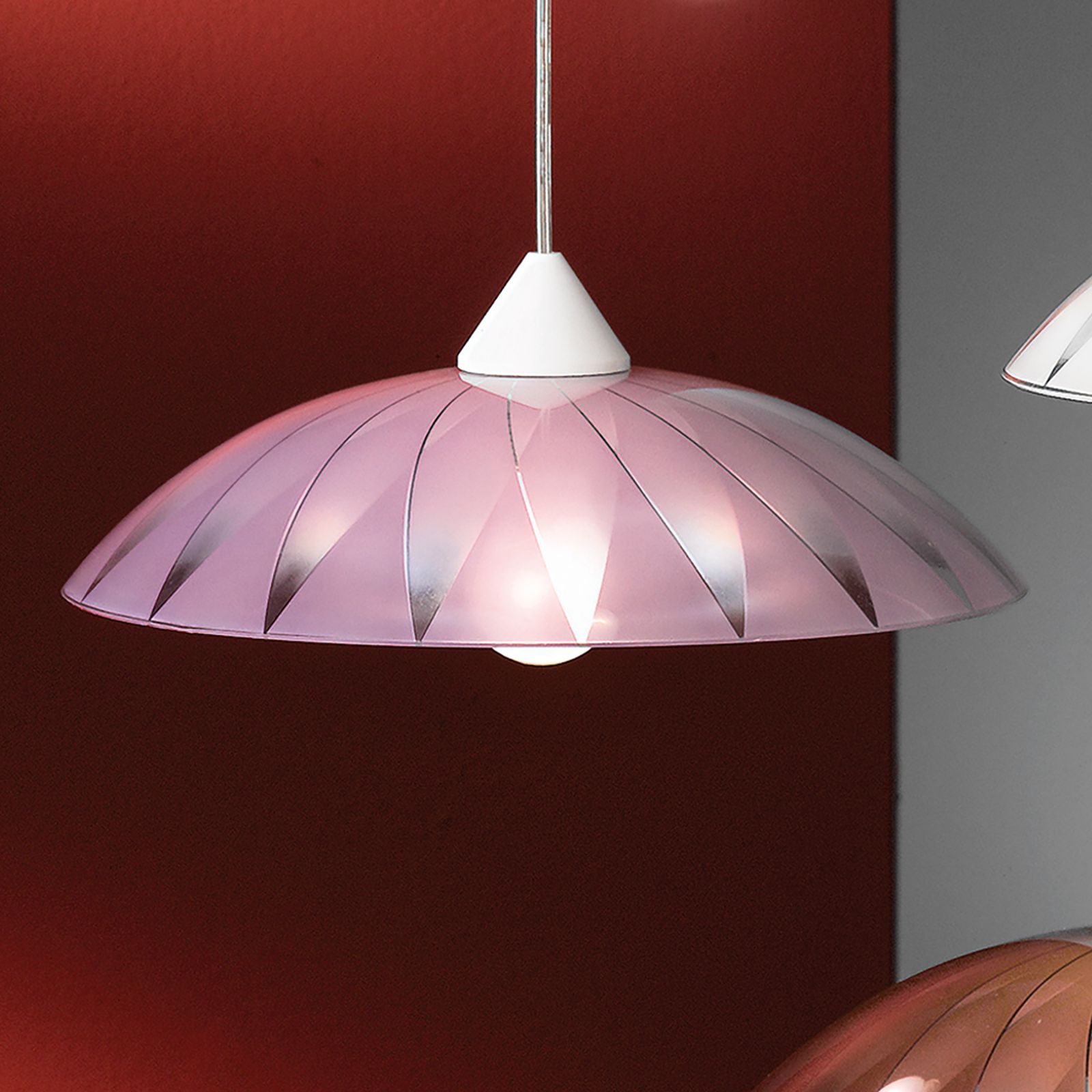 Pendant lamp MARTINA, violet decorated glass