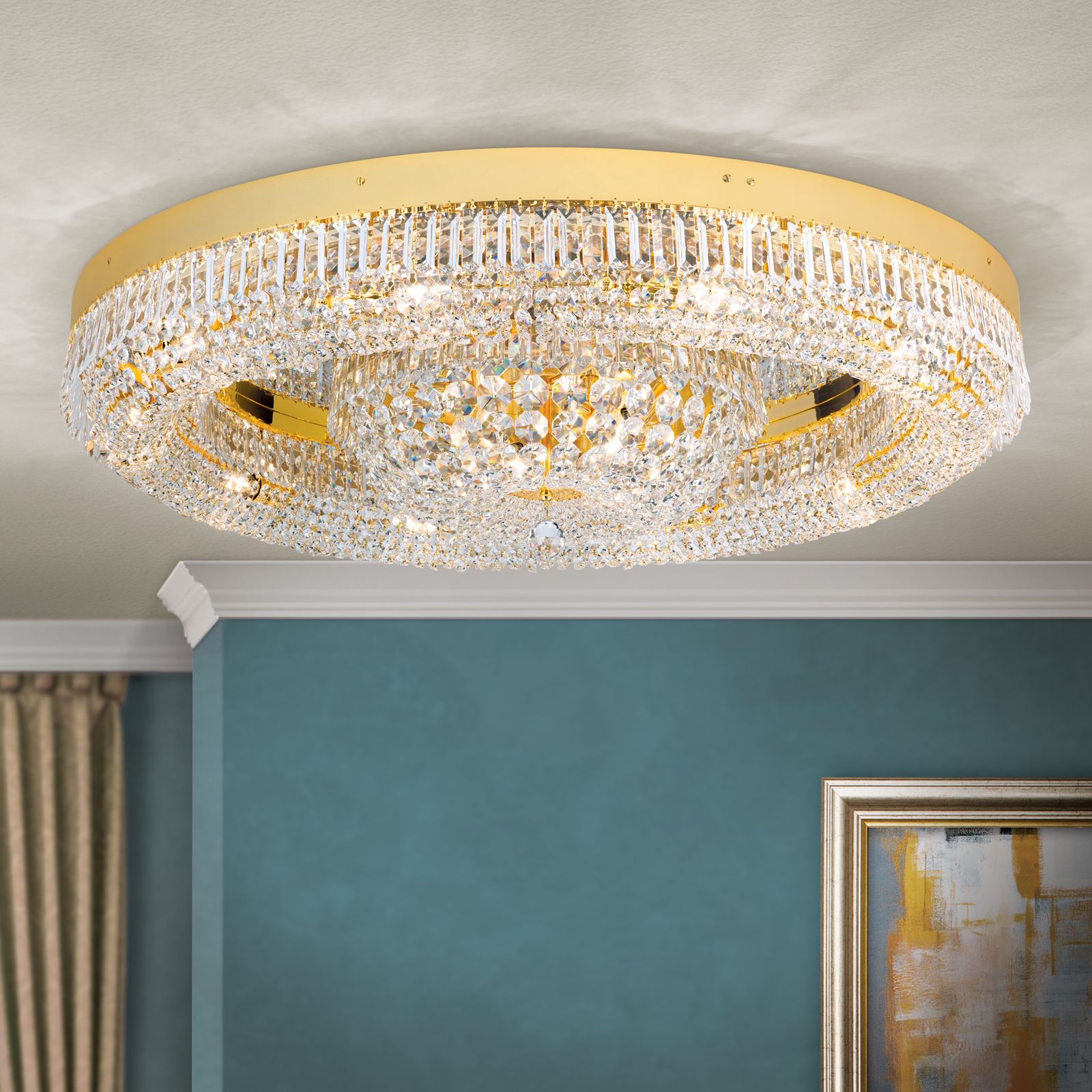 Deckenluster SATURN, Gold, 100 cm