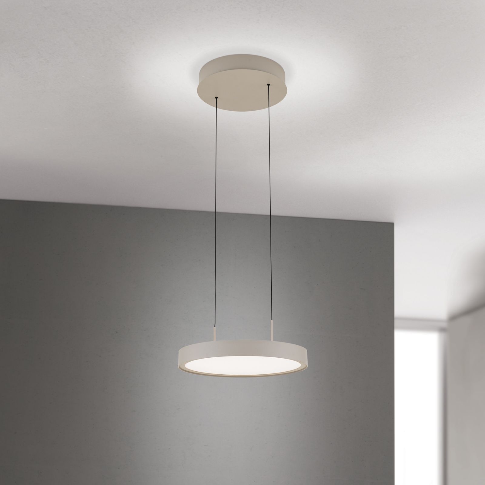 LED pendant light TEIDE, Ø 33,5cm, khaki