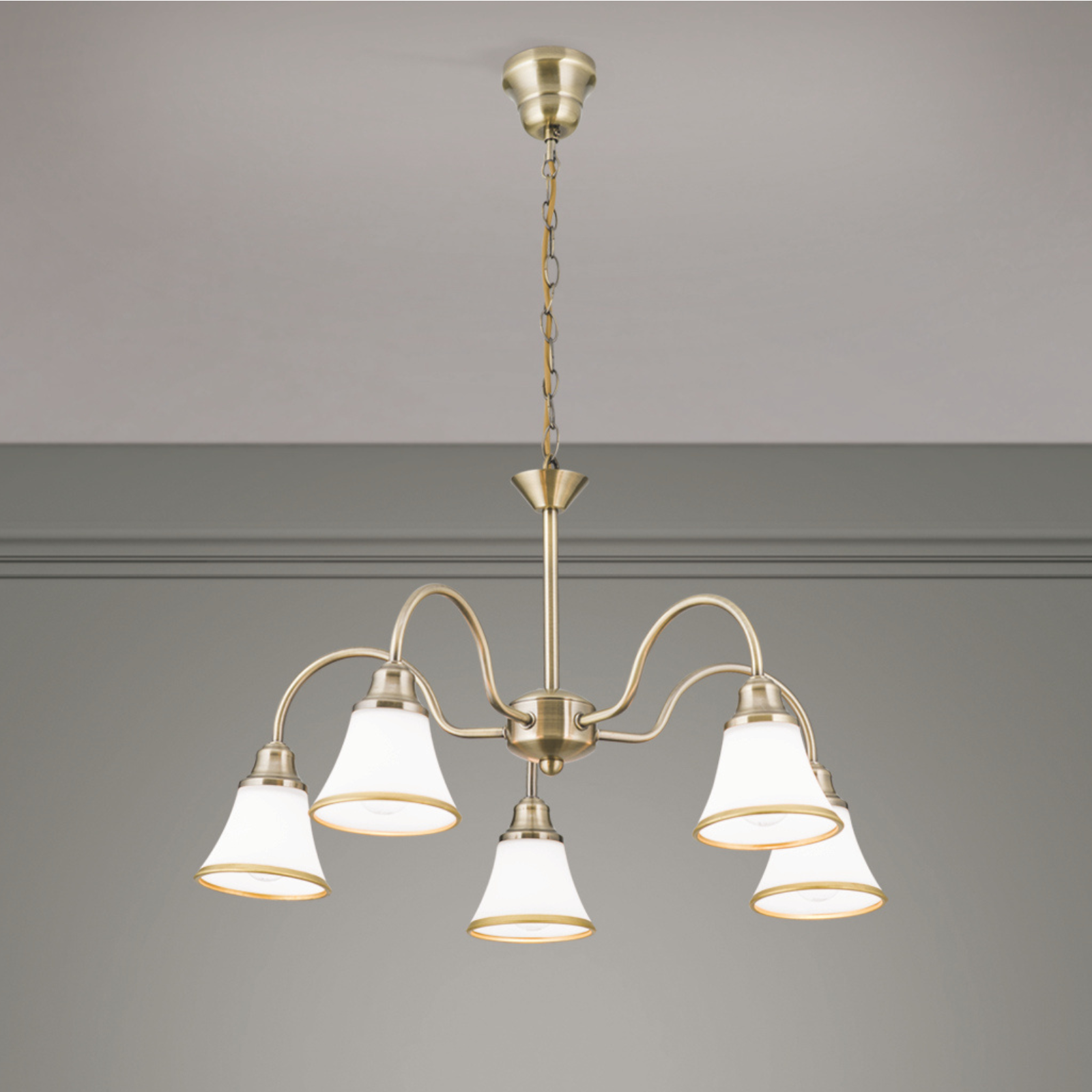Chandelier MAJA, 5-flames, Patina