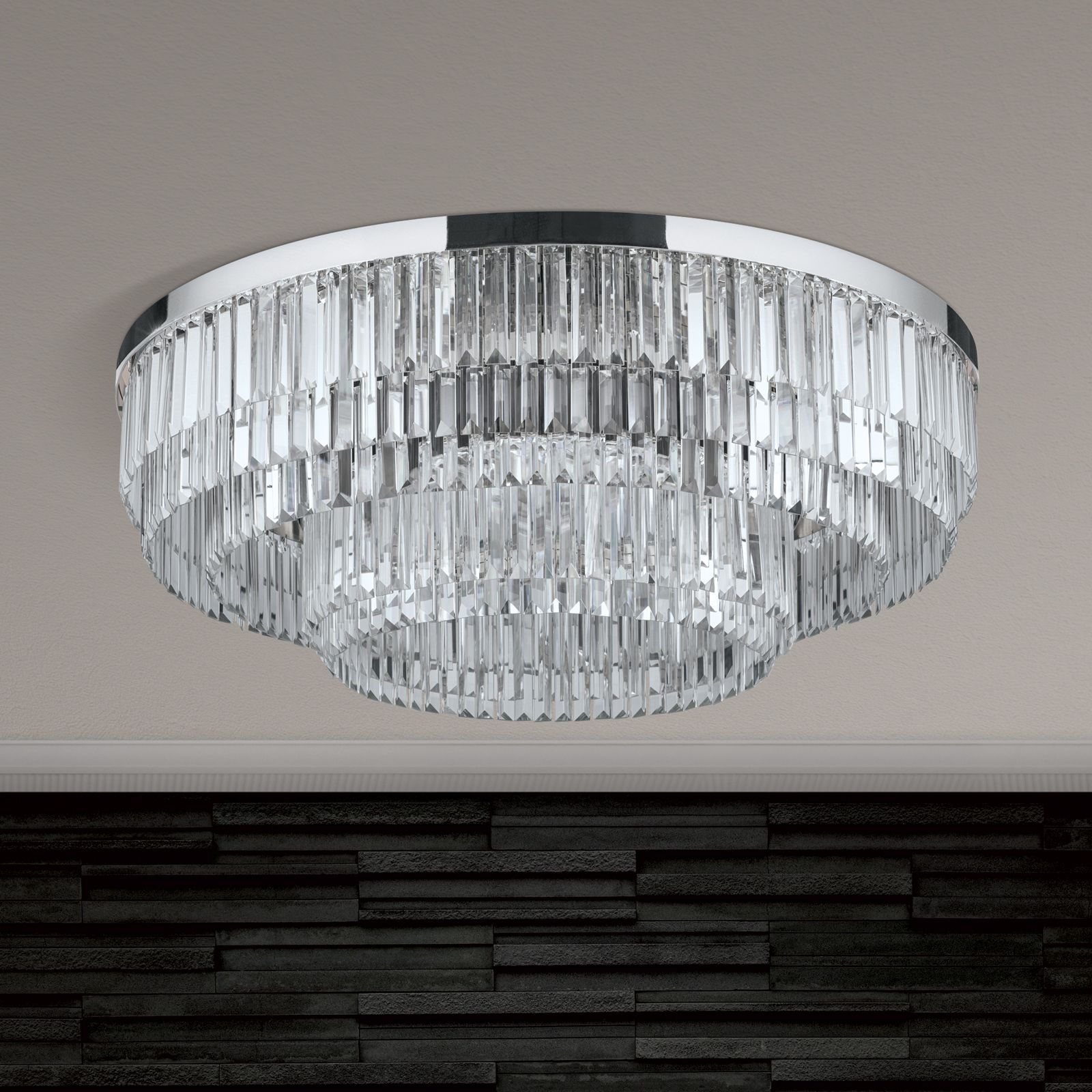 LED ceiling light PRISM, chrome, Ø 95cm Chrome