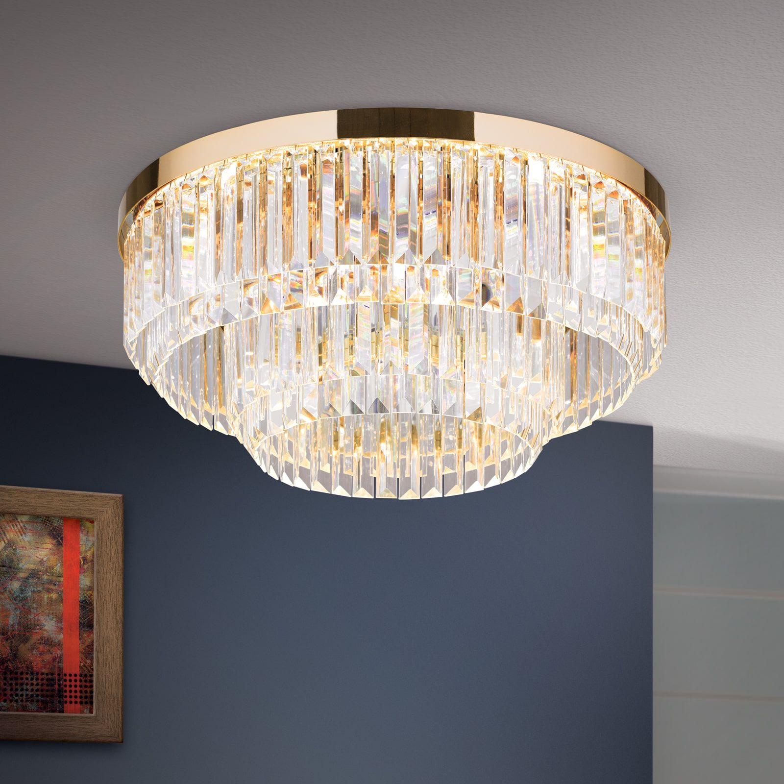 LED Deckenleuchte PRISM, 24 Karat vergoldet, Ø 55cm