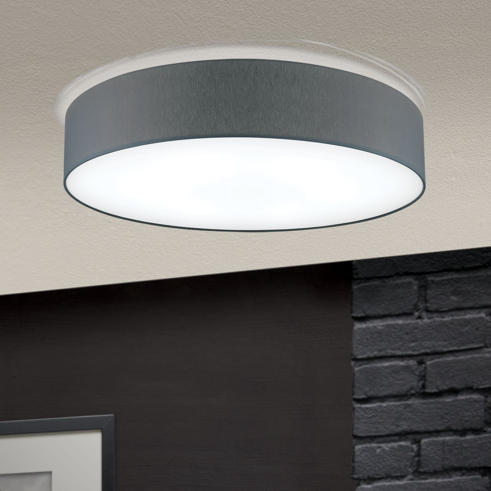 LED-Deckenleuchte SHADE, mit zylindrischem, grauem Schirm, Ø 60cm
