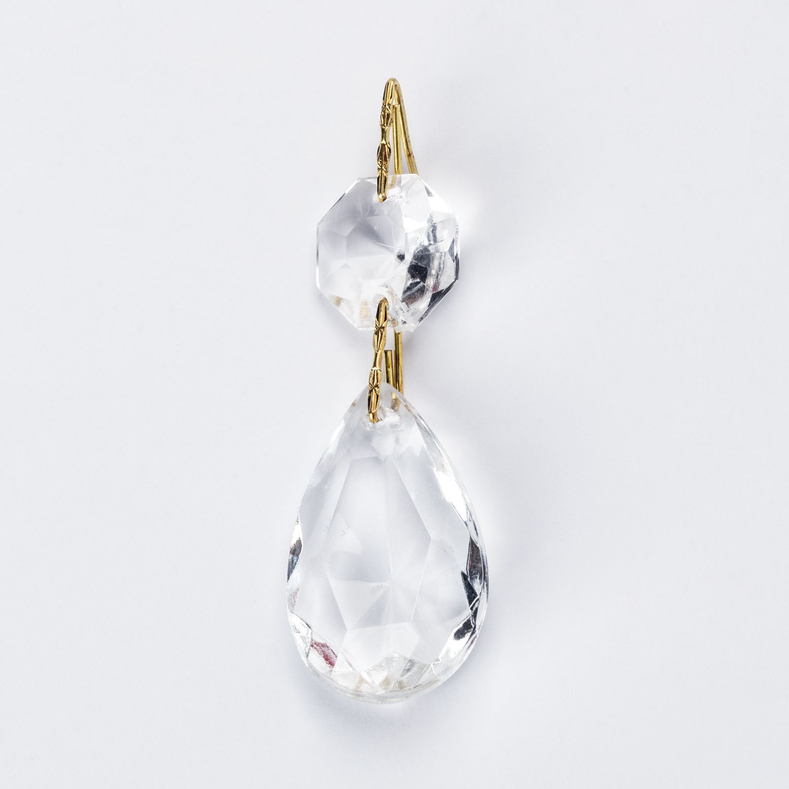 Chandelier crystal bobeche with 1 octagon and 1 almond, transparent