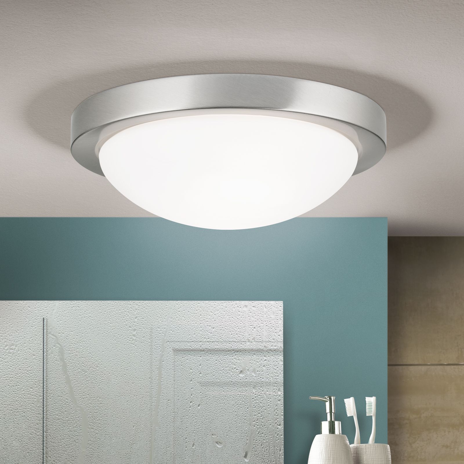 FATO Ceiling Light, 32cm in satin chrome finish