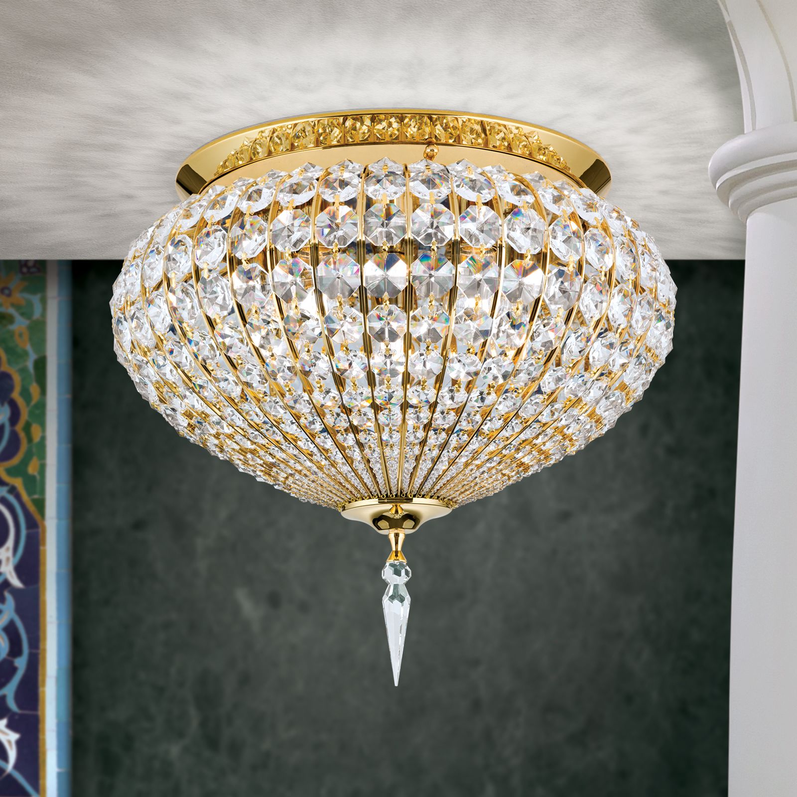 Ceiling light ORIENTAL, gold, 50cm