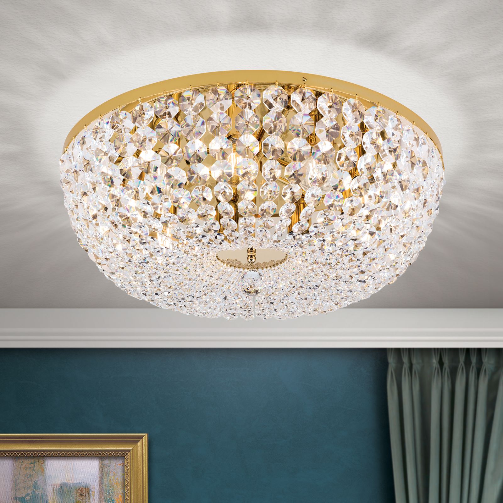 Deckenluster SHERATON, 9-flammig, Gold, 65 cm