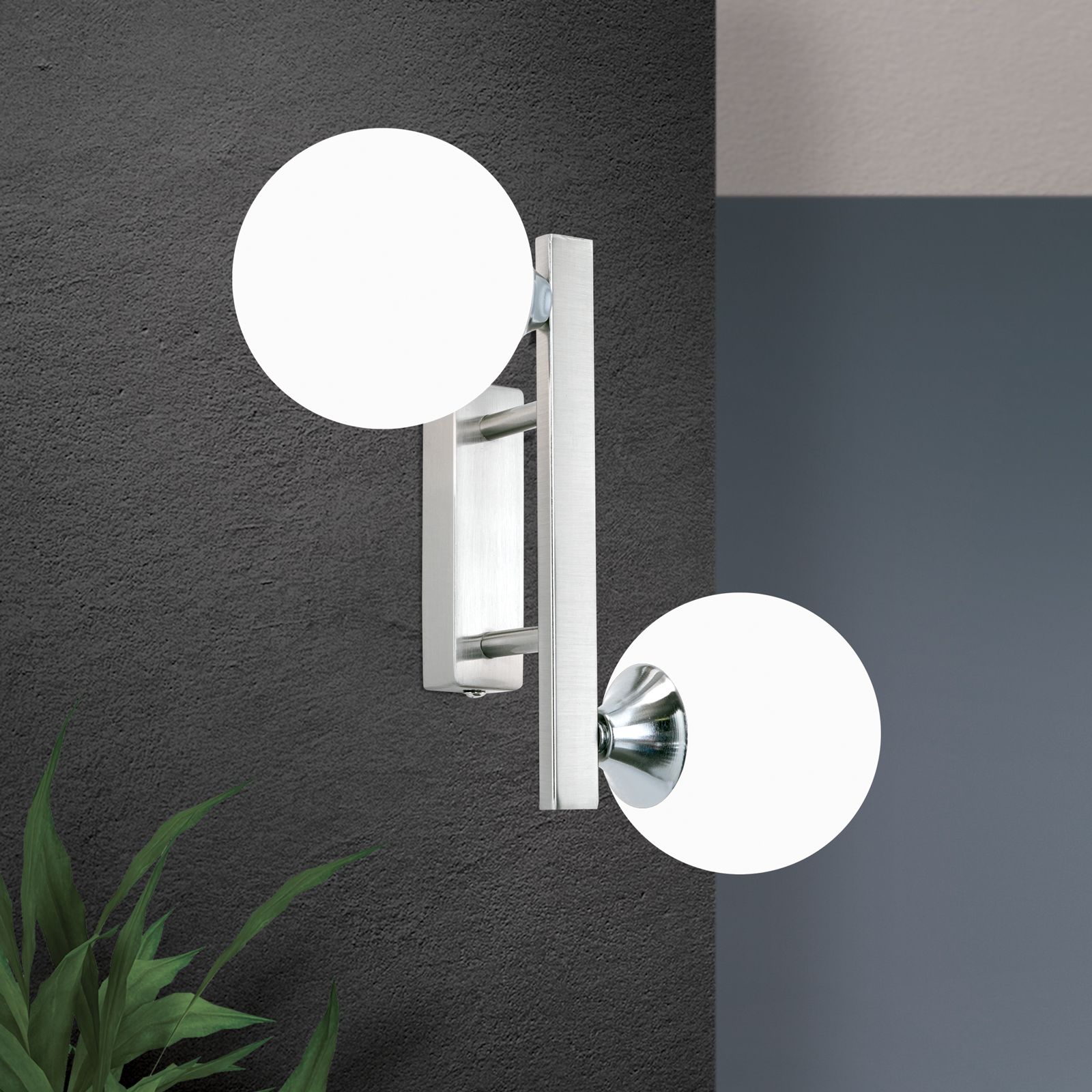 Wall light SNOWWHITE, 2-lamps, satin chrome finish