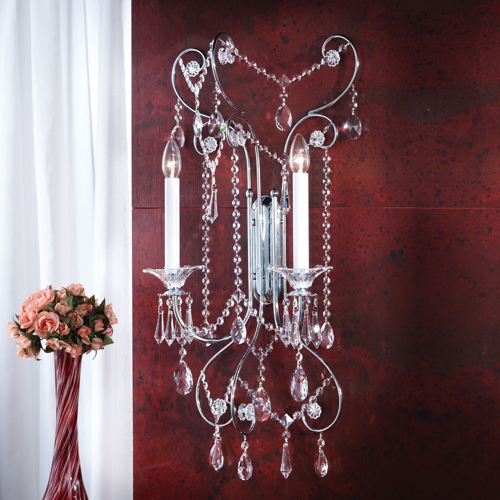Wall light KATHARINA, 2-flames, chrome, H80cm