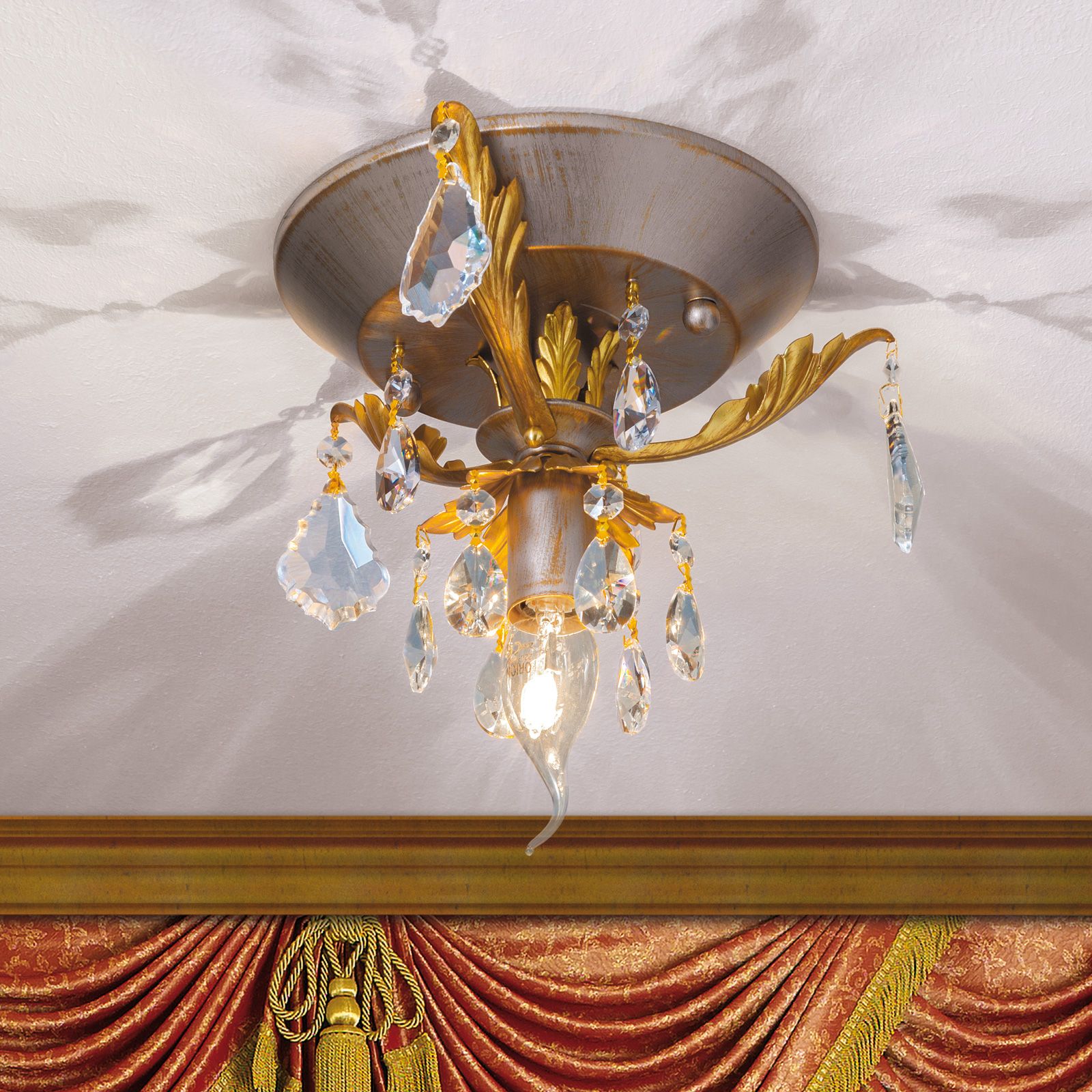 Ceiling light MIRAMARE, 1-flame, silver-gold