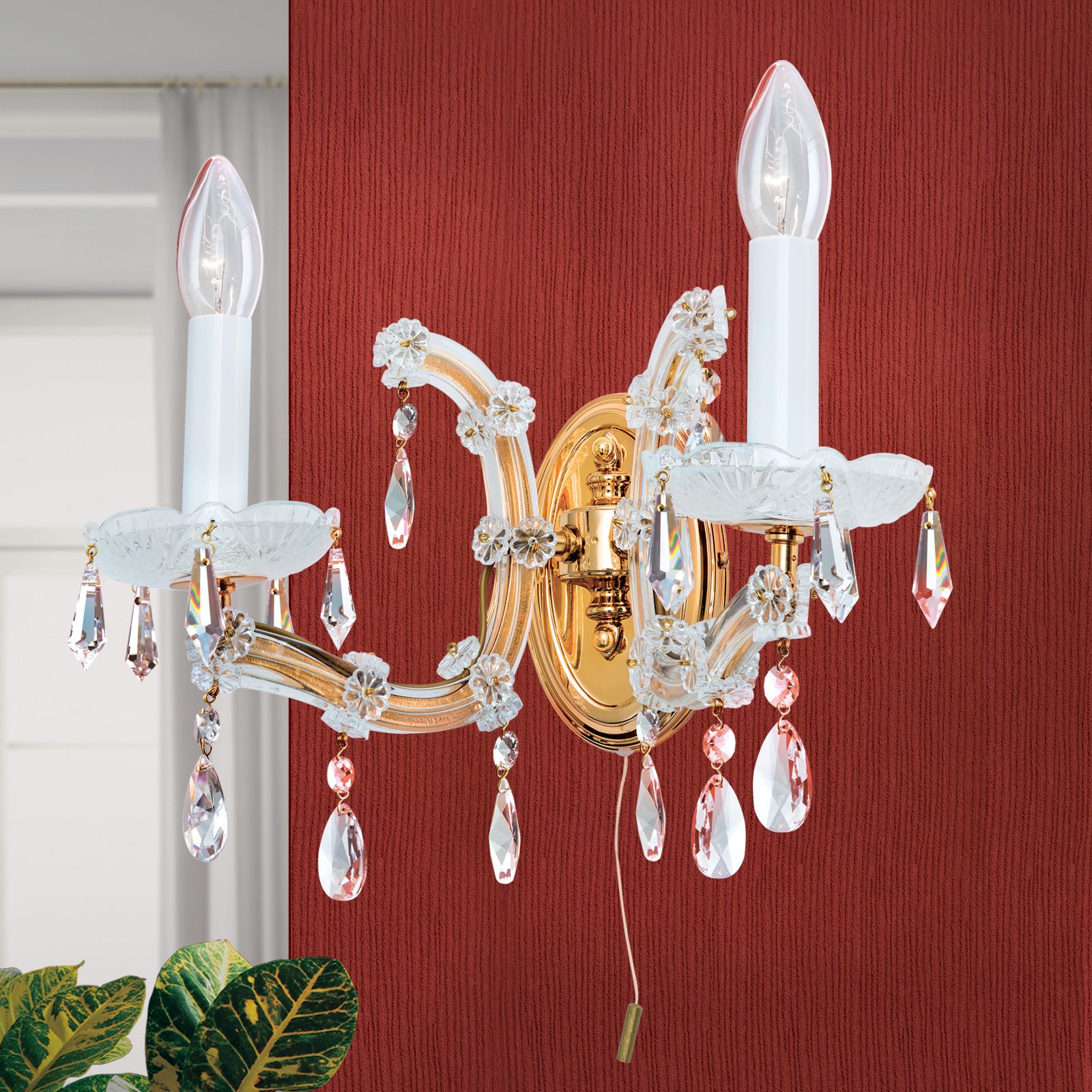 Wall light MARIA THERESIA, 2-flames, gold
