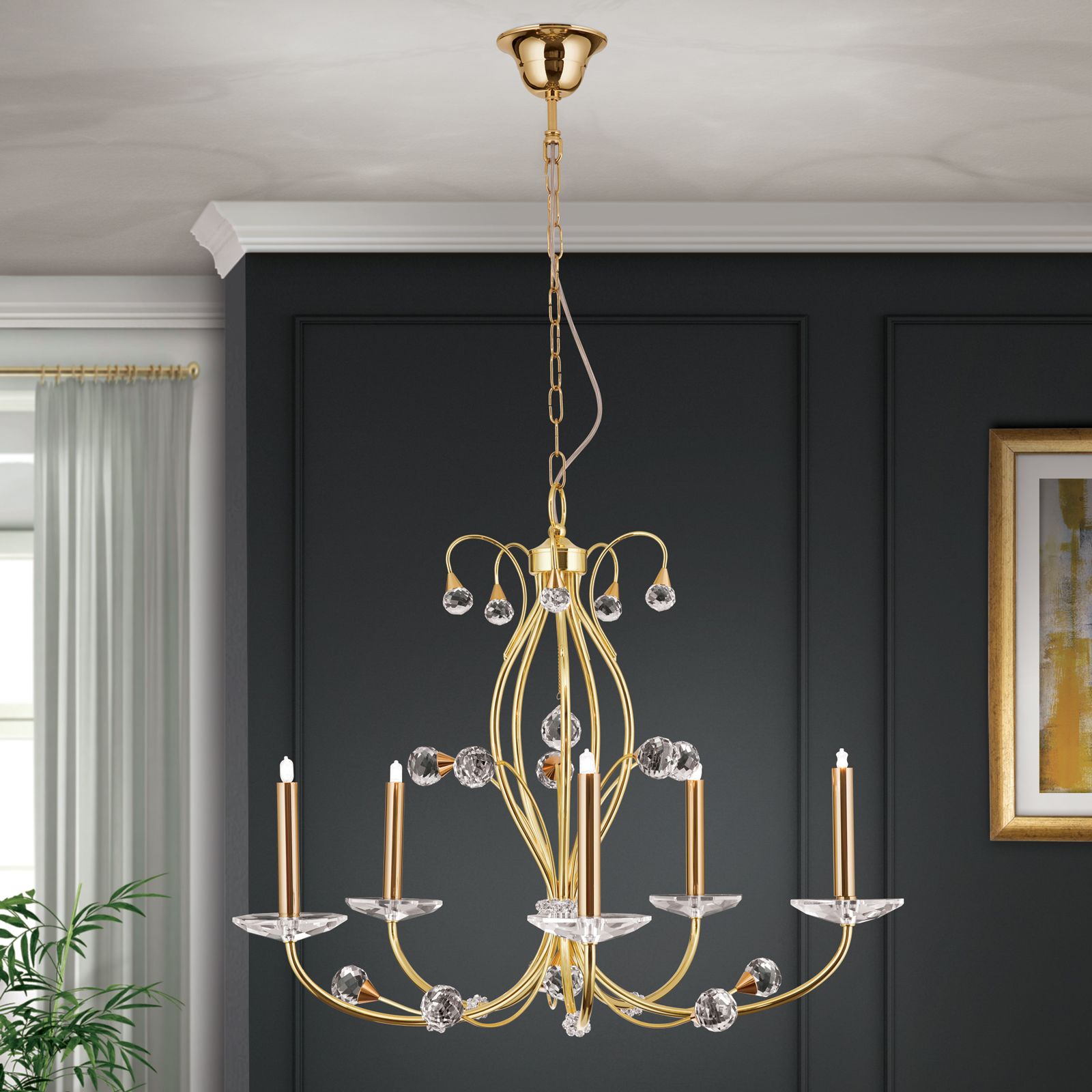 Chandelier EREMITAGE, 5 lamps, 24K gold plated