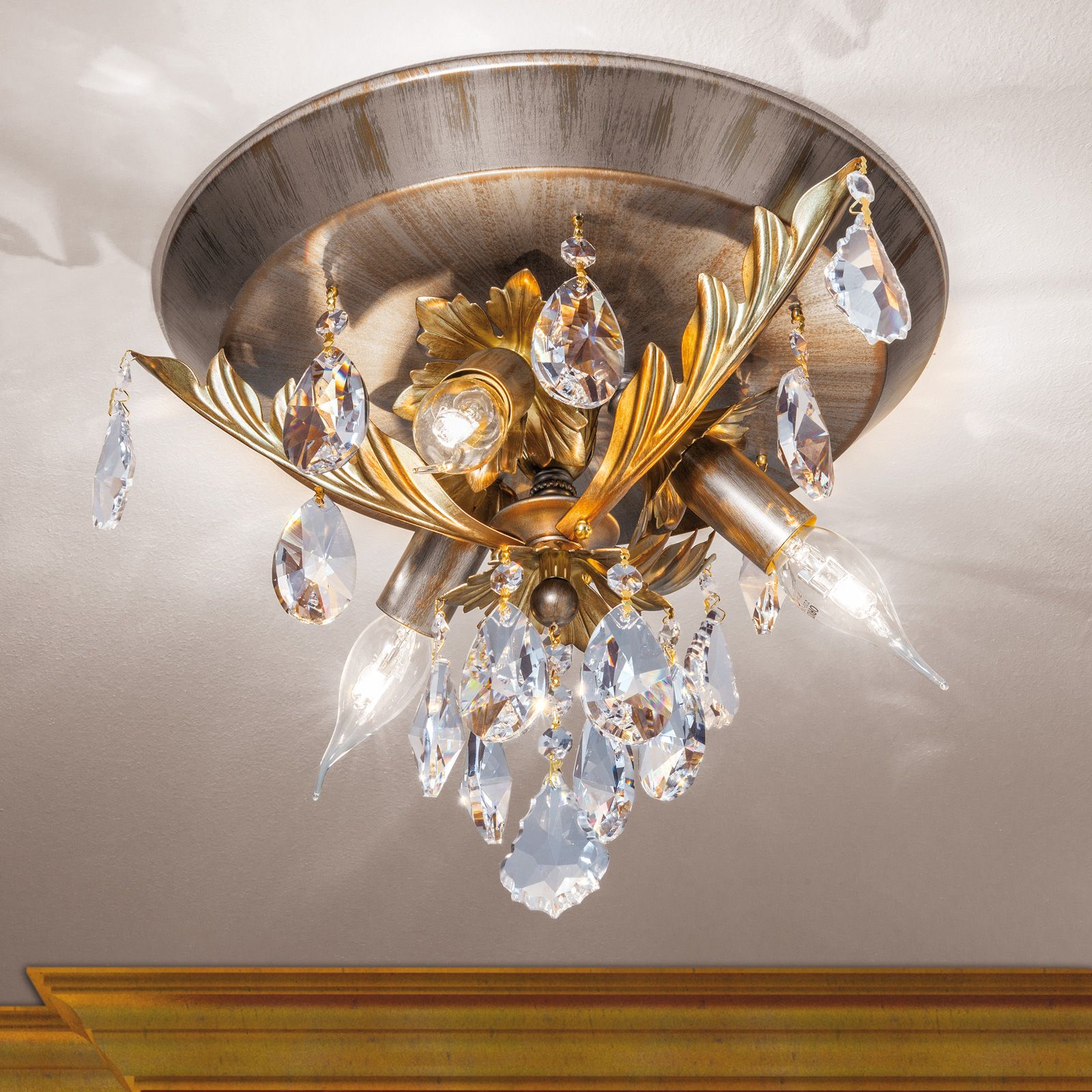 Ceiling light MIRAMARE, 3-flames, silver gold