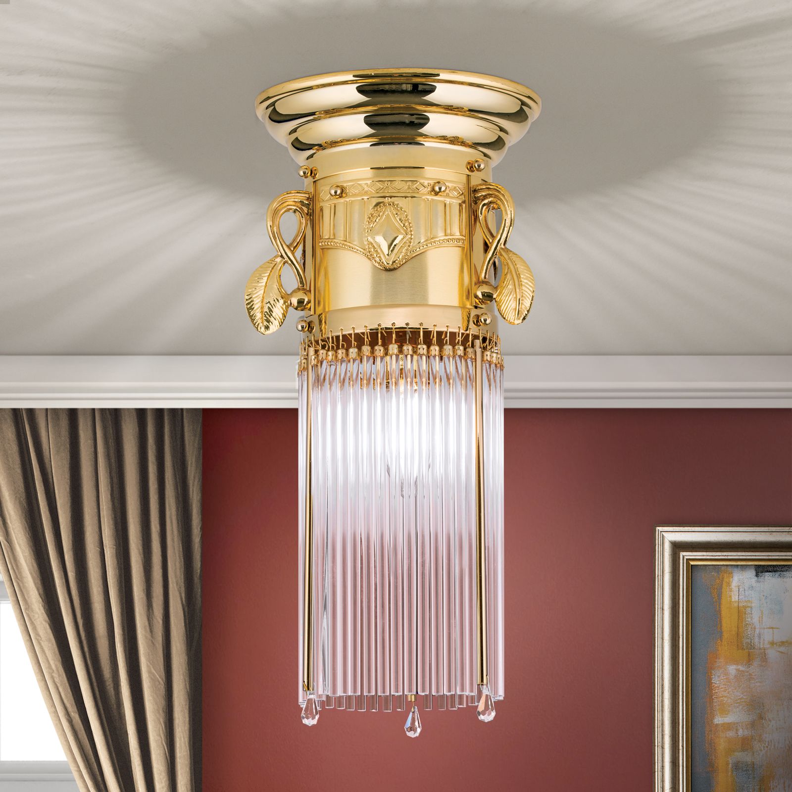 Deckenleuchte Adele, Gold, mit Stäbchen, 18cm