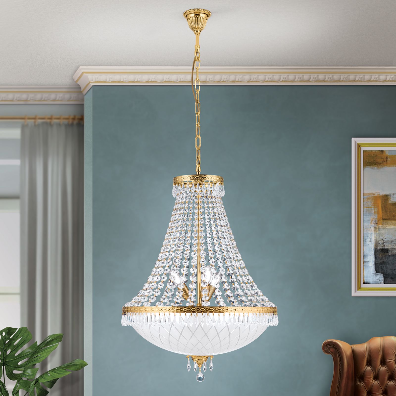 Kronleuchter EMPIRE CRYSTAL, 9-flammig, Gold
