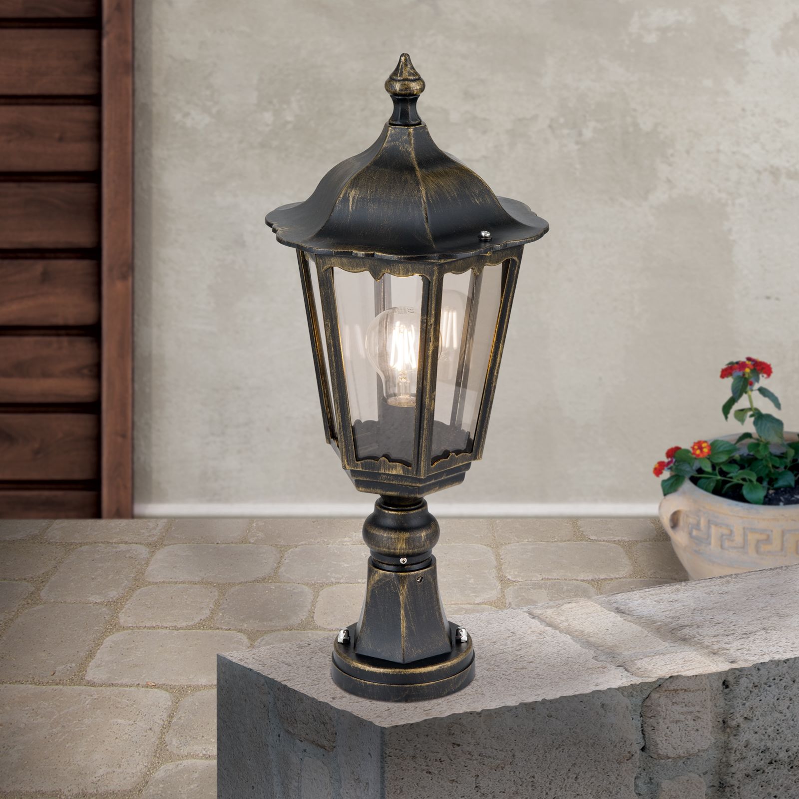 Außenleuchte PUCHBERG, Schwarz gold, H53cm