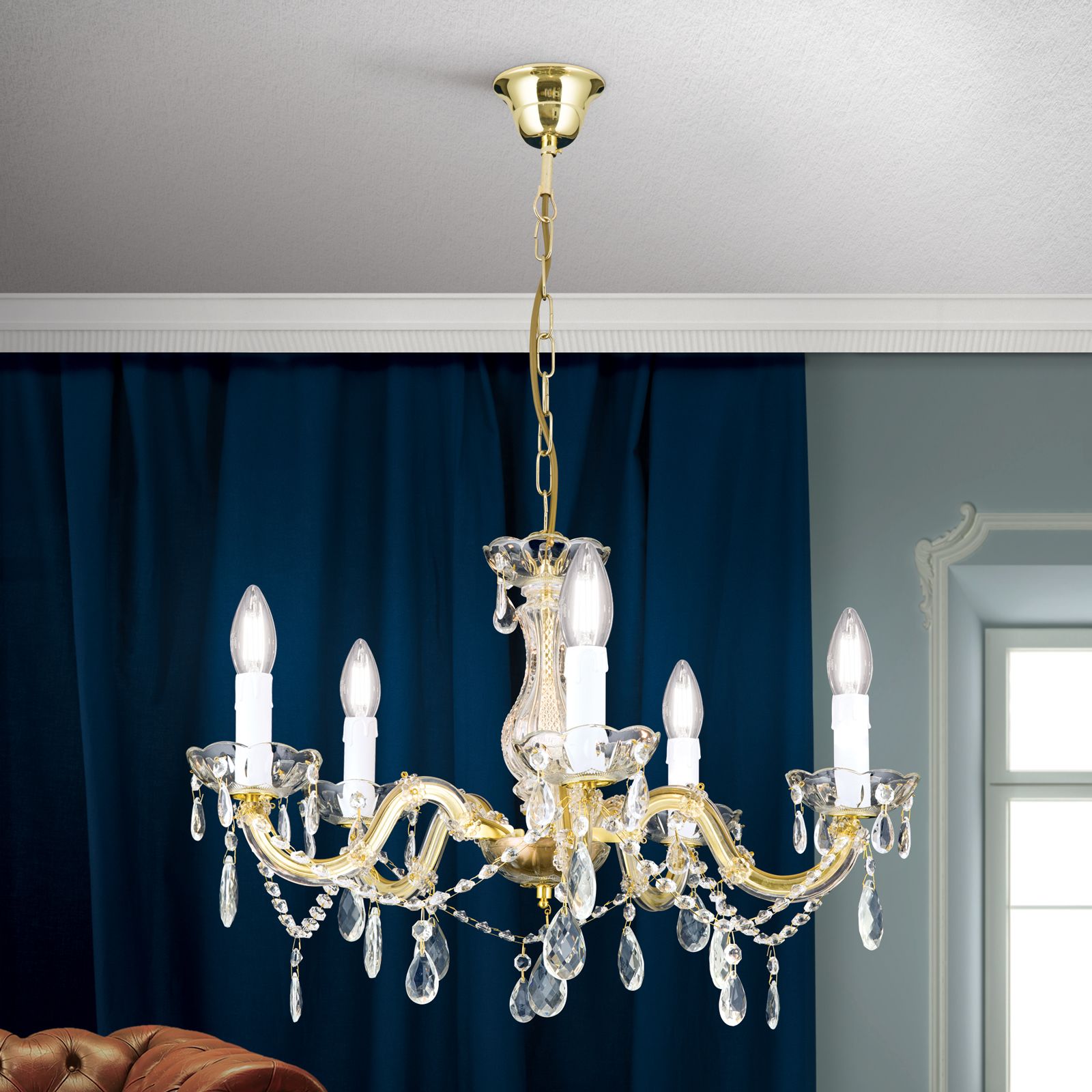 Chandelier MARIE CLAIRE, 5-flames, gold