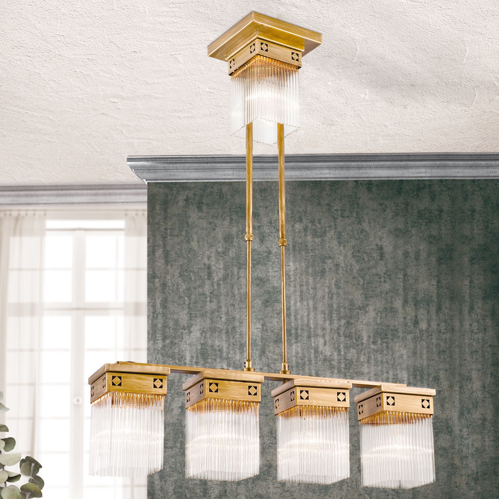 Pendant lamp ART QUATRO, 5-flames, antique bronze
