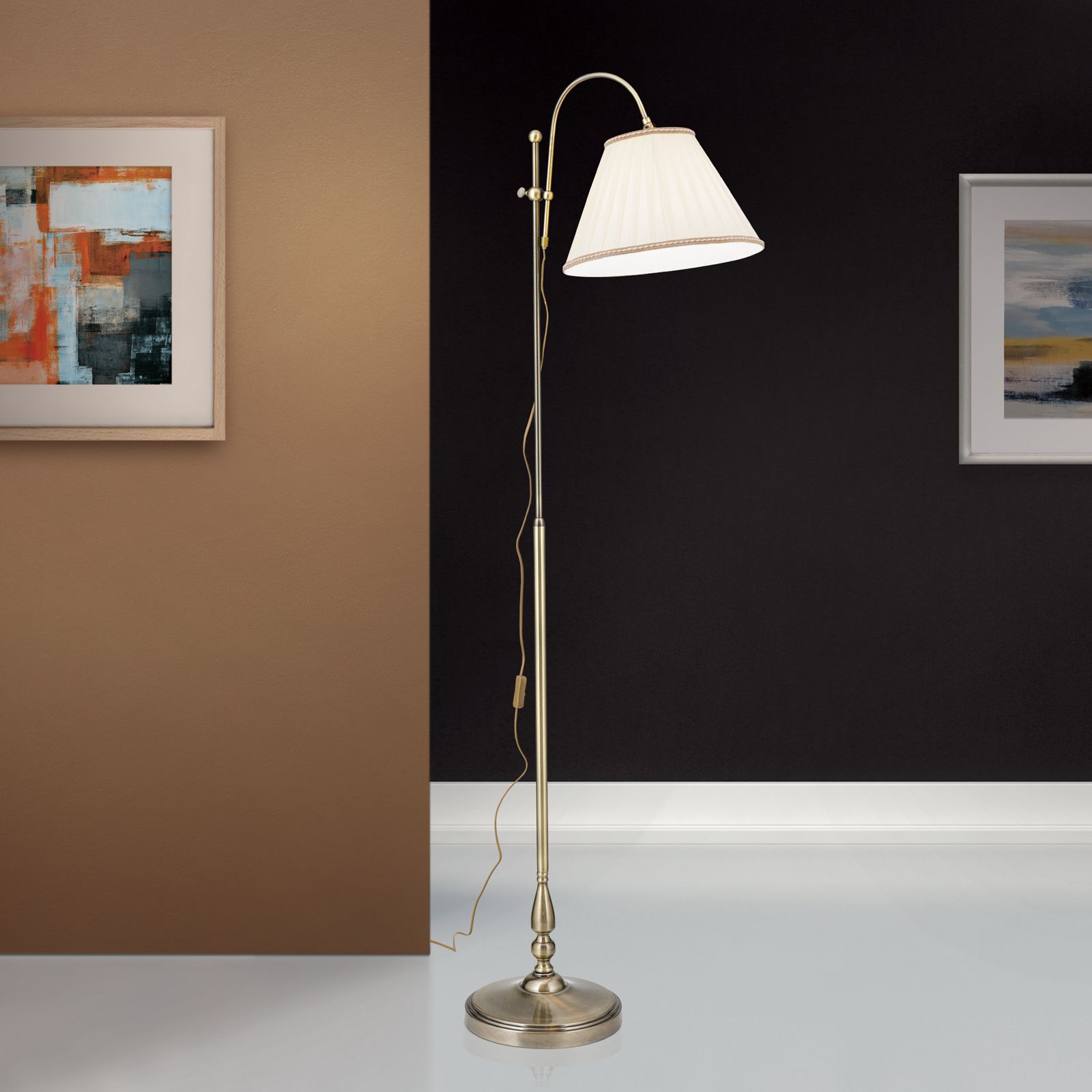 Floor lamp TONIA, 1-flame, Patina