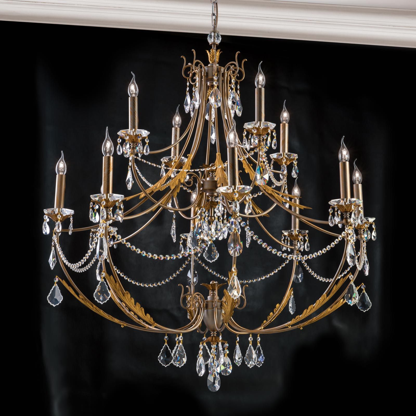 Chandelier MIRAMARE, 12-flames, silver gold