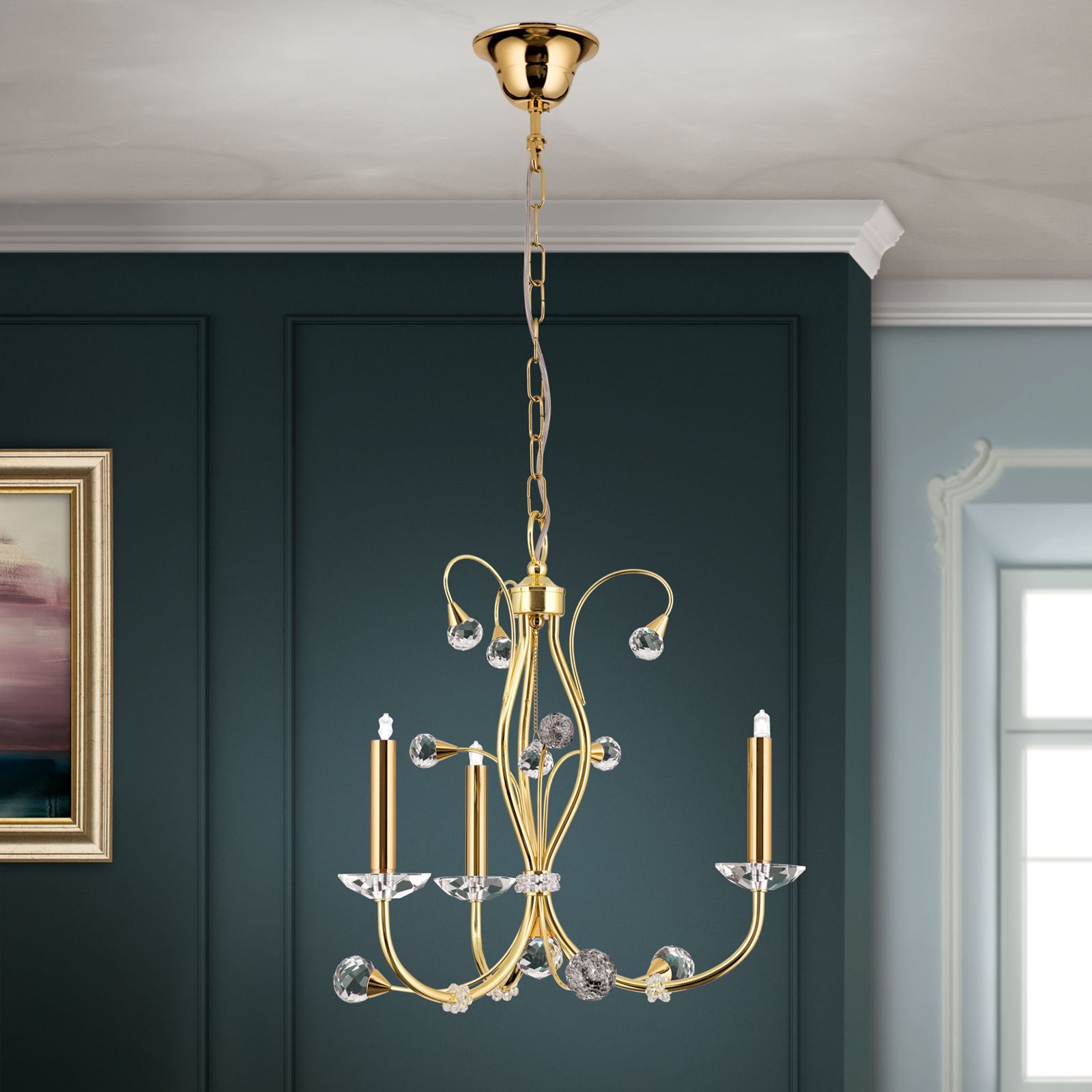 Kronleuchter EREMITAGE, 3-flammig, Gold