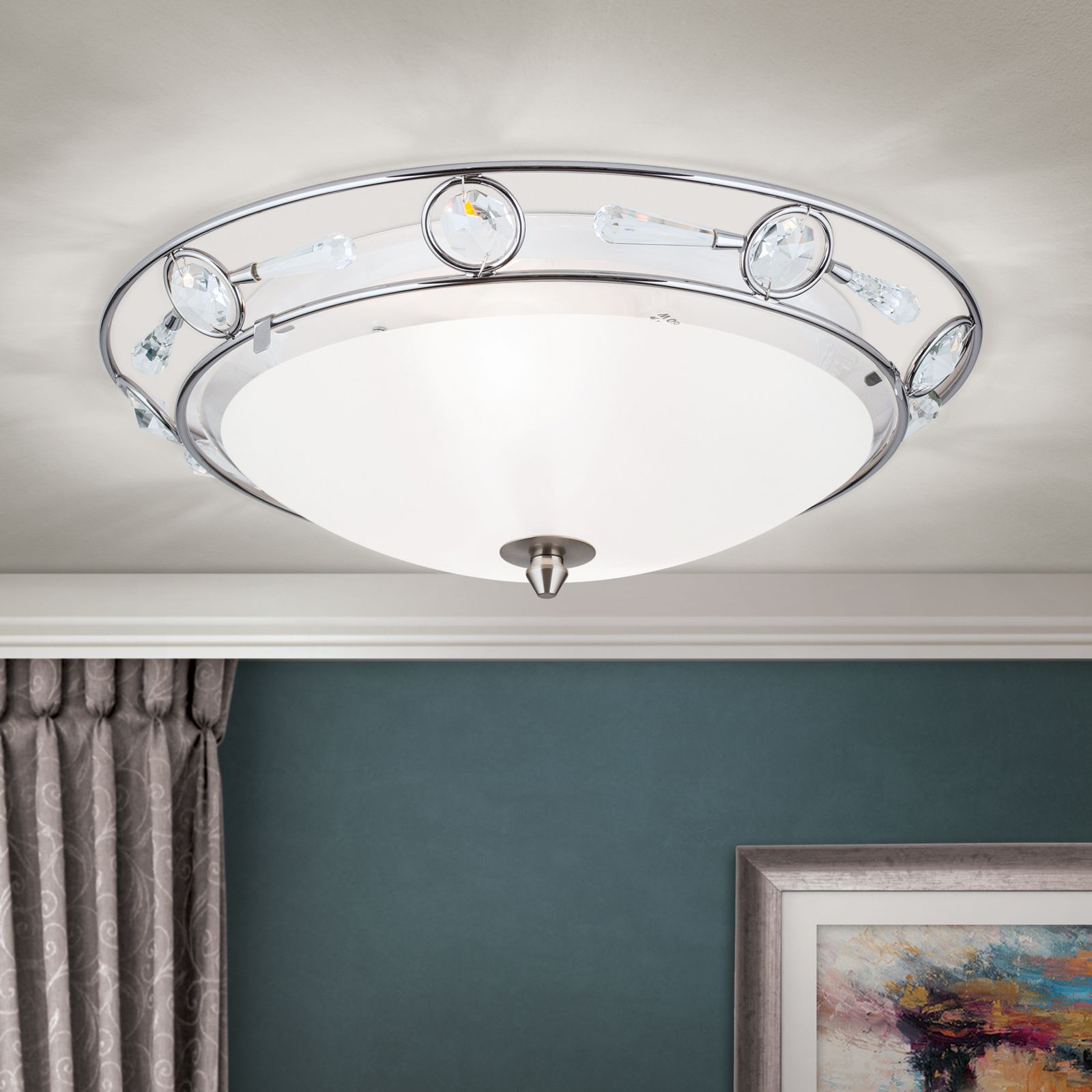 Ceiling light OPALDESIGN, satin, with transparent matt glass, 38cm